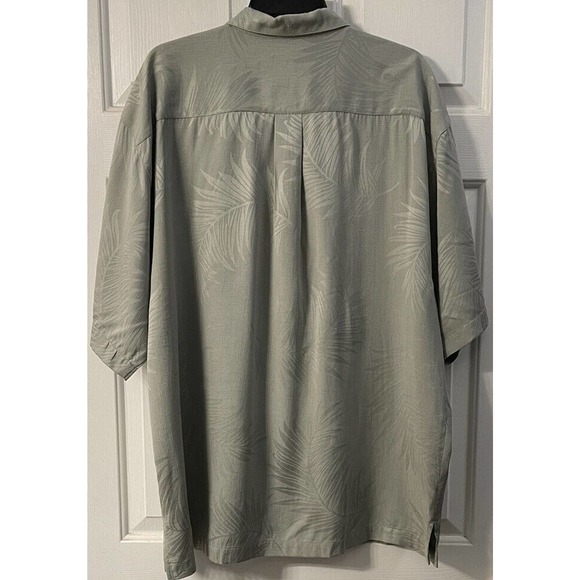 Jamaica Jaxx Hawaiian Shirt Men's XL Green Floral 100% Silk Palm Tree Tropical - Picture 9 of 9